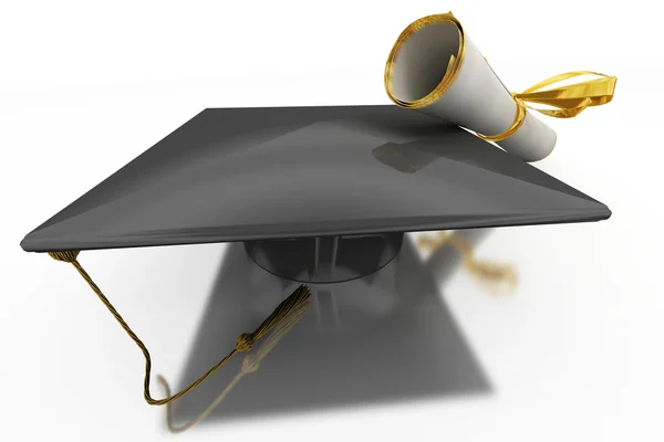 Kapelusz i dyplom licencjata — Zdjęcie stockowe