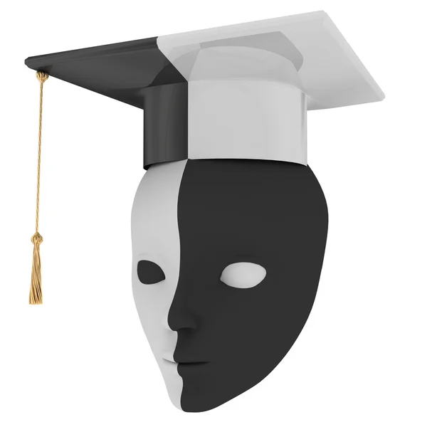 Cappello e maschera di laurea — Foto Stock