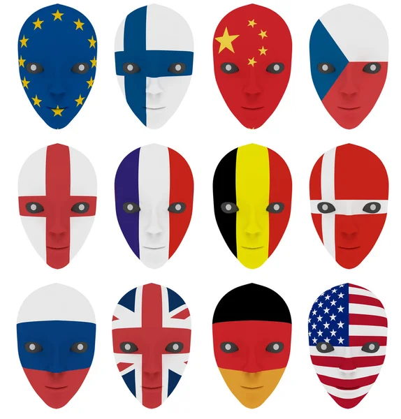 Máscara pintada com uma bandeira — Fotografia de Stock