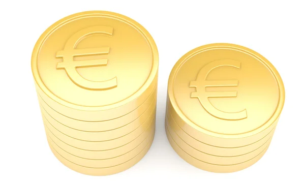 Moedas de ouro com sinal de euro — Fotografia de Stock