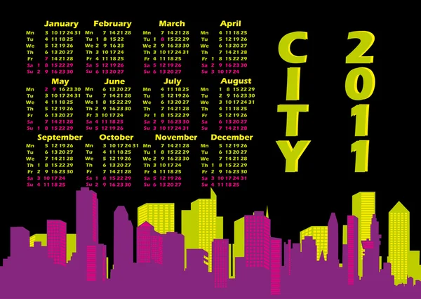 Panorama della città. Calendario 2011 — Vettoriale Stock