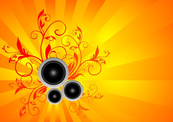 stock vector Vector music illustration with speakers