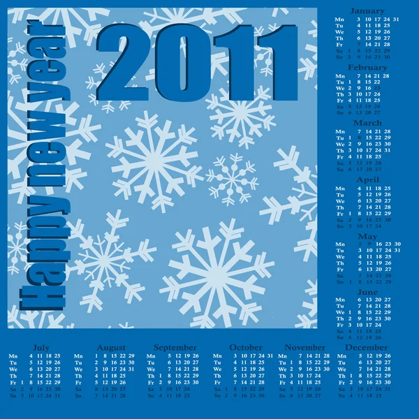Šťastný Nový rok. Kalendář 2011 — Stockový vektor