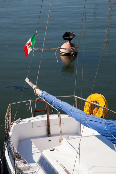 stock image Anchored Ship in the Harbour with Italian Flag