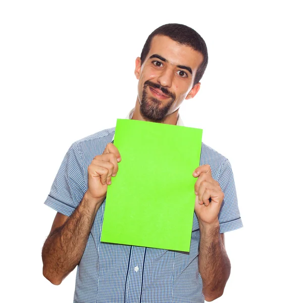 Young Happy Man with Empty Form — Stock Photo, Image