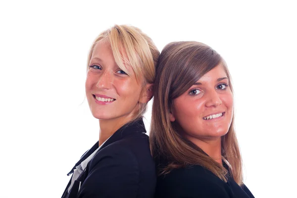 Retrato de duas jovens e simpáticas empresárias — Fotografia de Stock