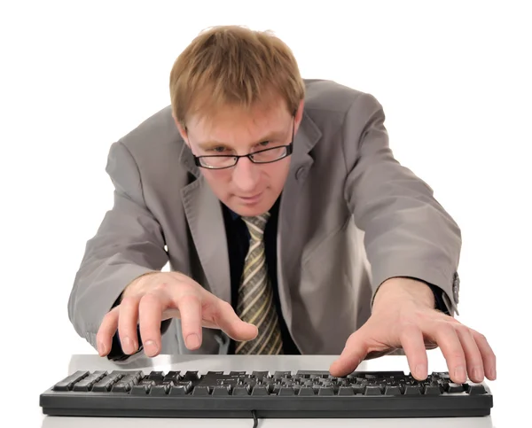 Hands reach for the keyboard — Stock Photo, Image