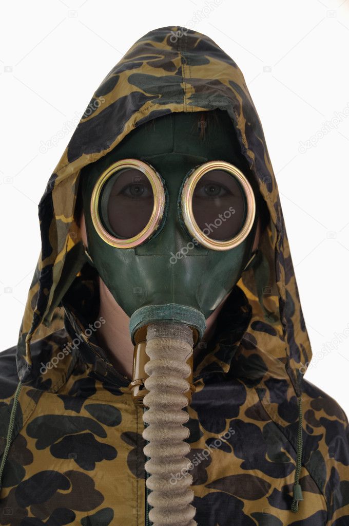 The person with gas mask