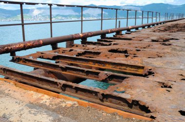 Abandoned and rusty bridge clipart