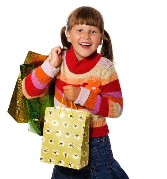 Dziewczyna z prezentami — Zdjęcie stockowe