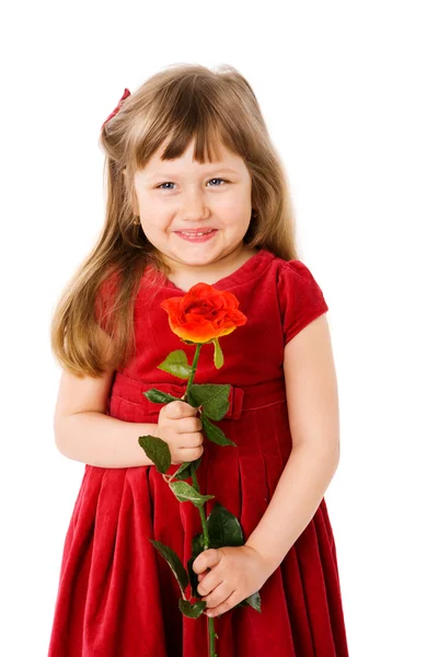 Girl holding rose — Stock Photo, Image