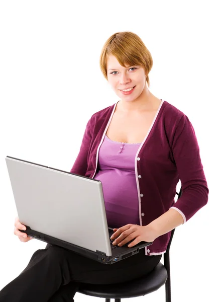 Pregnant woman online — Stock Photo, Image