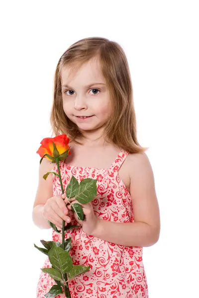 Girl Holding Rose — Stock Photo, Image