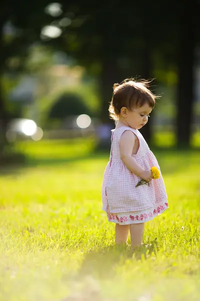 Çiçekli küçük kız — Stok fotoğraf