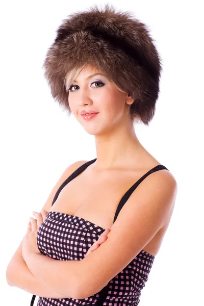 Kvinne med hatt – stockfoto