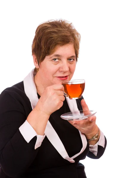 Donna con tè — Foto Stock
