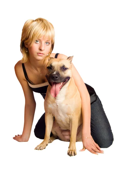 Frau und Hund — Stockfoto