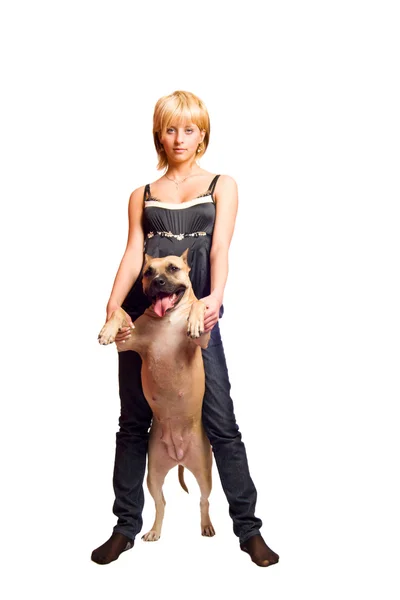 Woman and dog — Stock Photo, Image