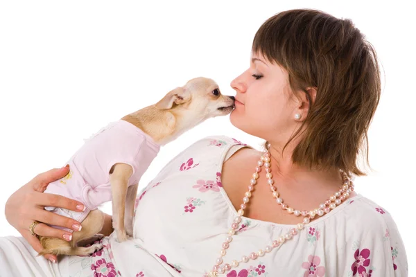 Mulher com cão — Fotografia de Stock