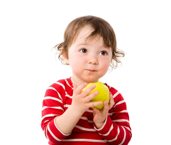 Menina comendo maçã — Fotografia de Stock