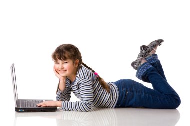 Girl with laptop clipart