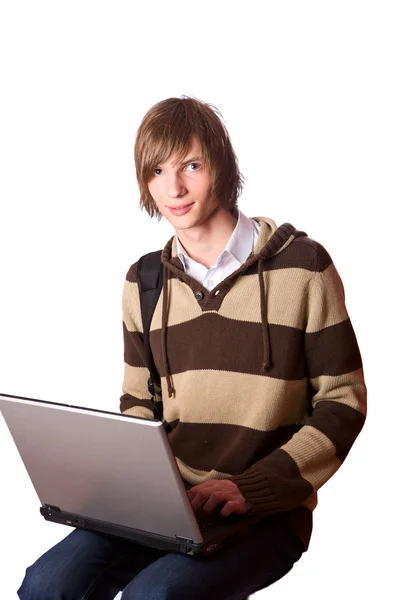 Bilgisayarı olan öğrenci — Stok fotoğraf