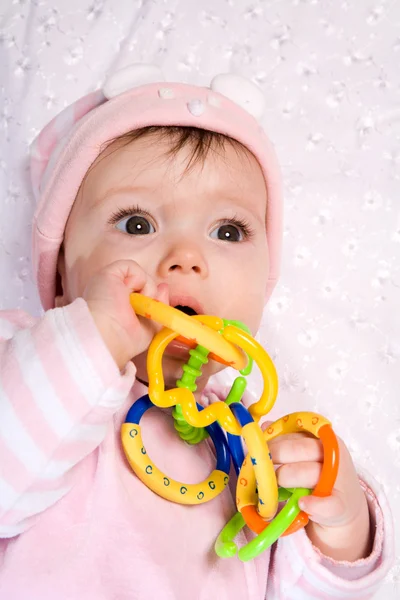 Bebê com brinquedo — Fotografia de Stock