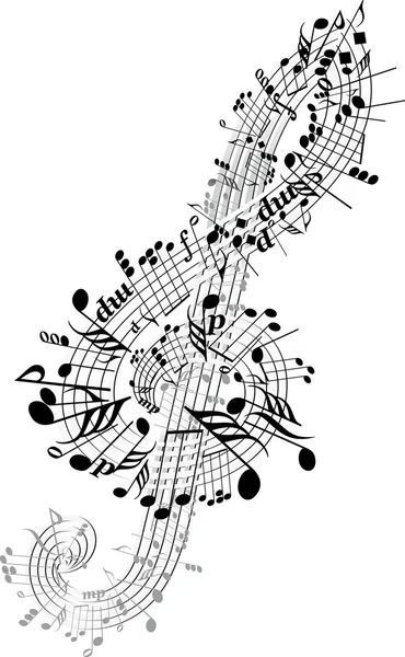 Notes de musique tordues en Clef — Image vectorielle