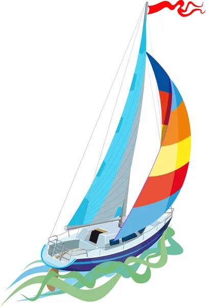 Sailing in sail yacht — Stock Vector