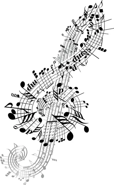 Музичних нот, скручують в Clef — стоковий вектор