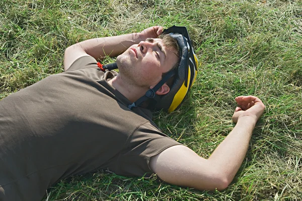 Tired cyclist — Stock Photo, Image