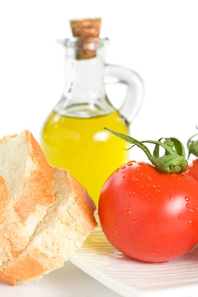 Tomato Bread and Olive Oil — Stock Photo, Image
