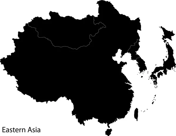 Mappa dell'Asia orientale — Vettoriale Stock