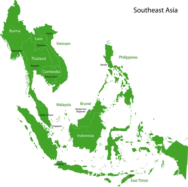 Südostasien Karte — Stockvektor