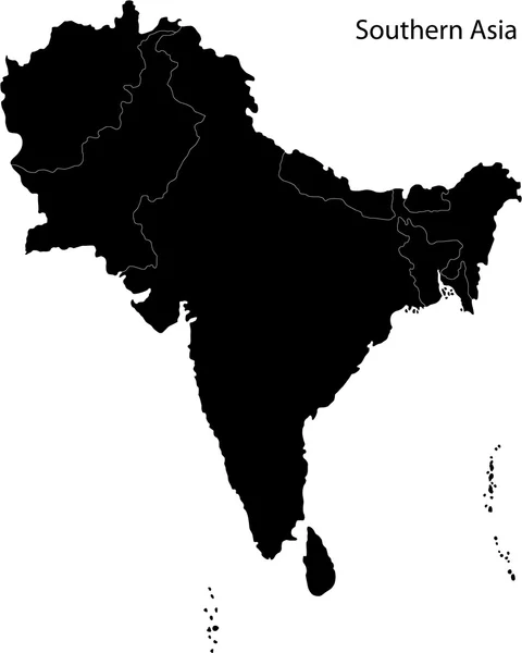 南アジアの地図 — ストックベクタ
