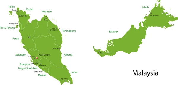Malásia mapa — Vetor de Stock