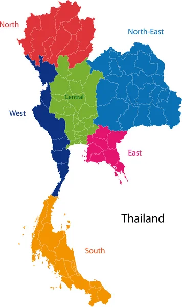 Mapa do Reino da Tailândia —  Vetores de Stock