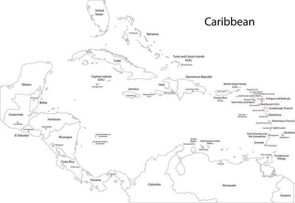 Caribbean map — Stock Vector