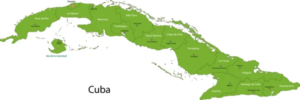 O mapa de Cuba — Vetor de Stock