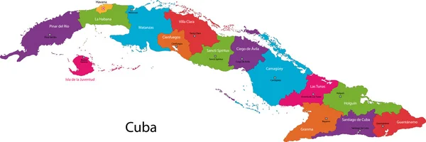 Mappa di Cuba colorata — Vettoriale Stock