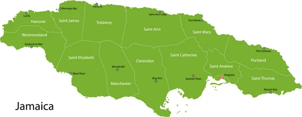 Carte de Jamaïque — Image vectorielle