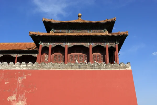 Red wall and temple Royalty Free Stock Images