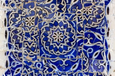 Blue Tiled Mosaics at park Guell clipart