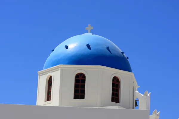 Kék kupolás görög templom — Stock Fotó