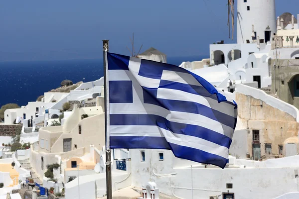 Greek flag at Santorini — Stock Photo, Image