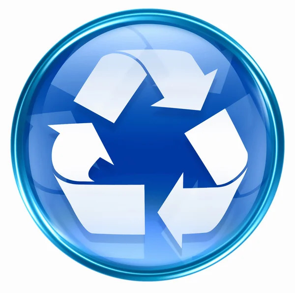 Ícone símbolo de reciclagem azul . — Fotografia de Stock