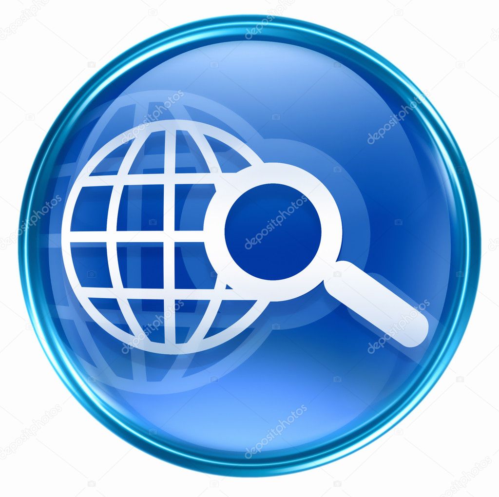 Search and magnifier icon blue.