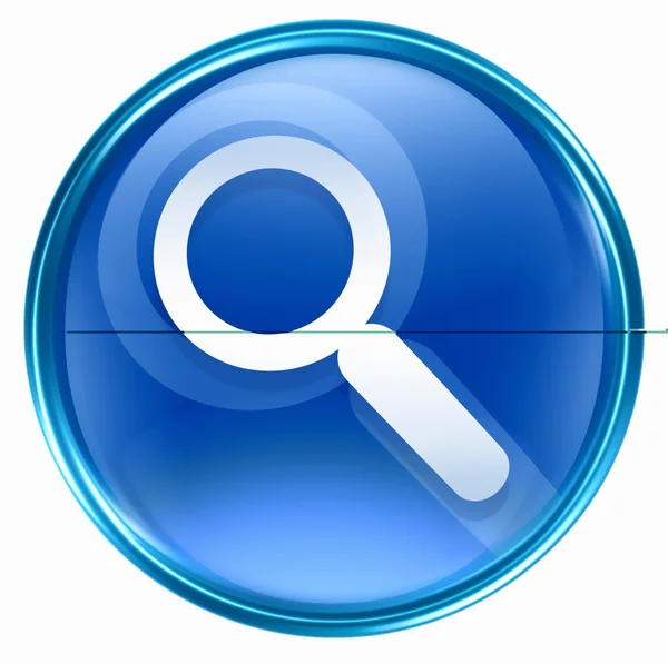Suche und Vergrößerungssymbol blau. — Stockfoto