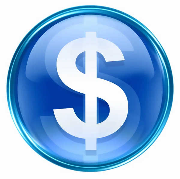 Düğme dolar simgesi mavi. — Stok fotoğraf