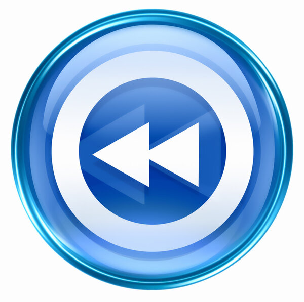 Rewind Forward icon blue, isolated on white background.